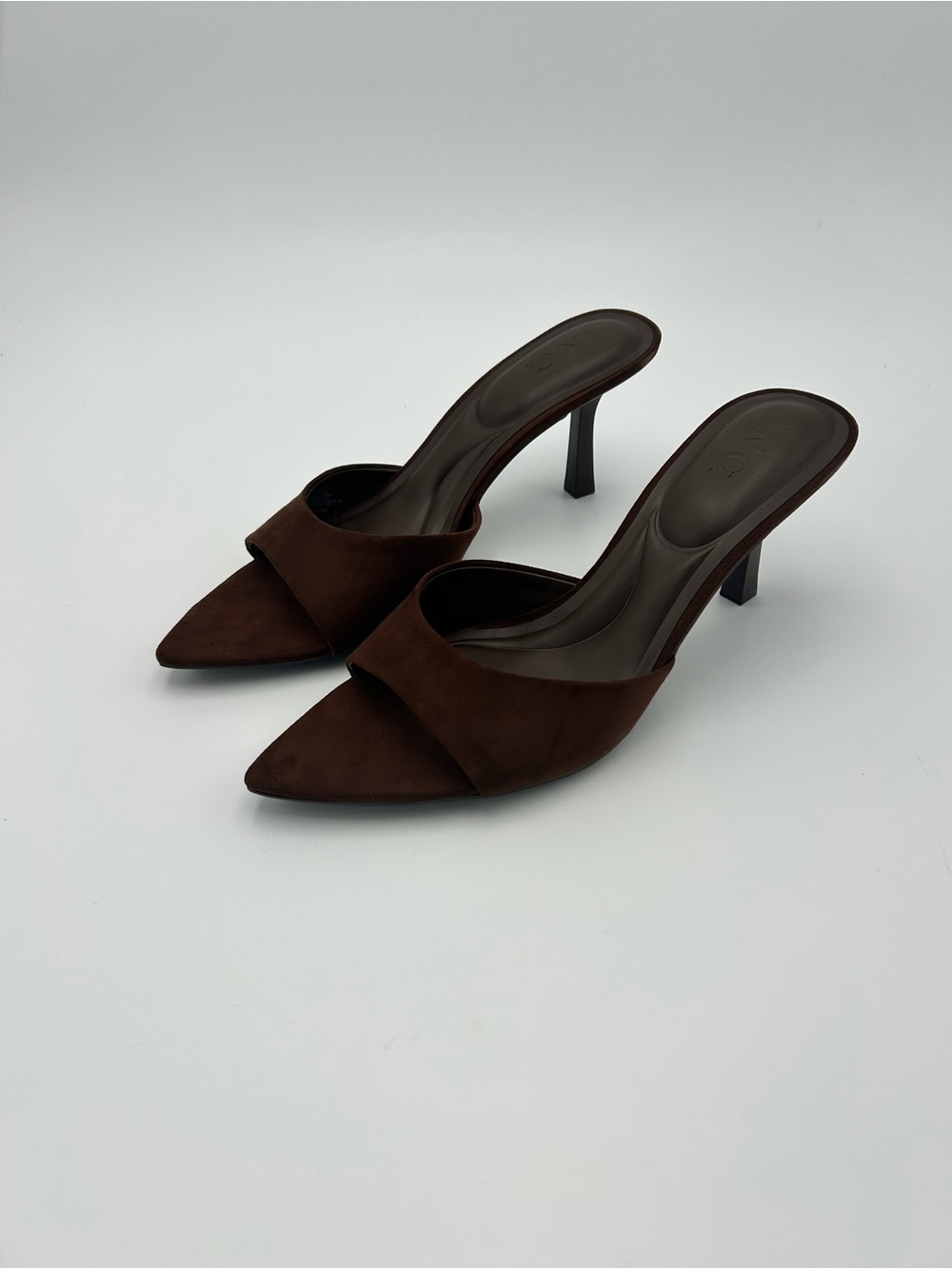 INC International Concepts Brown Pointed Toe Dress Slide Sandal Heels
